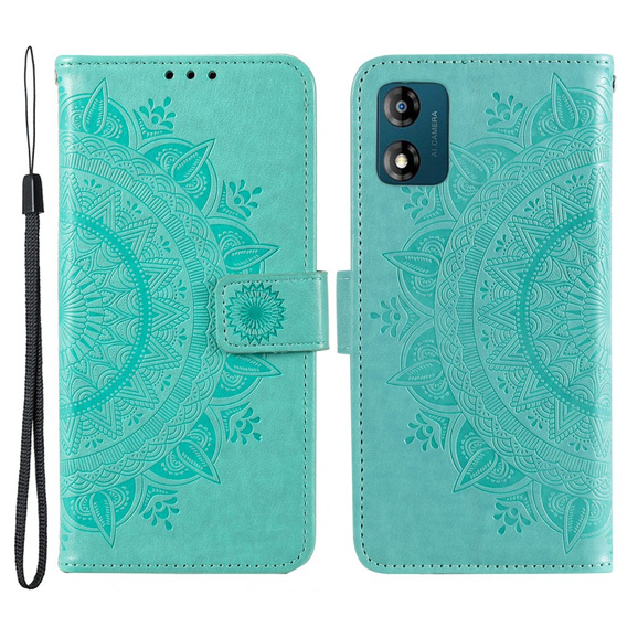 Etui z klapką do Motorola Moto E13, Mandala, zielone