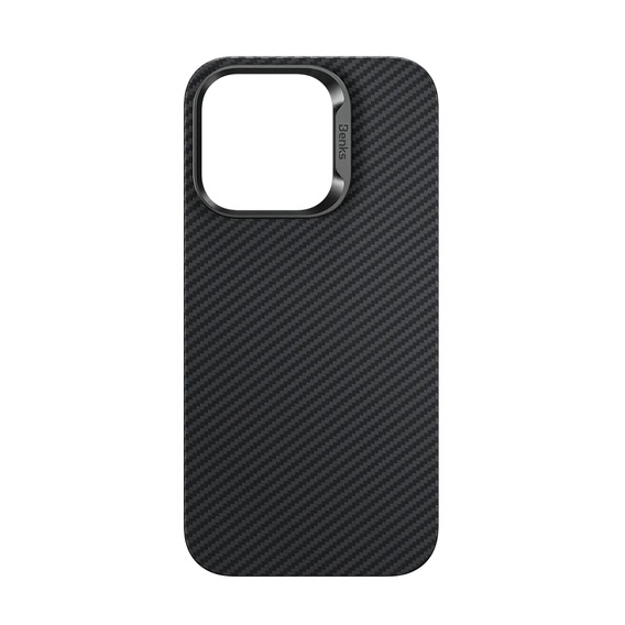 Etui BENKS Kevlar do iPhone 14 Pro, Carbon Fiber Metal Frame, do MagSafe, czarne