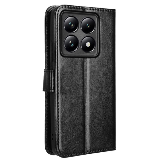 Etui z klapką do Xiaomi 14T Pro, Crazy Horse Wallet, czarne