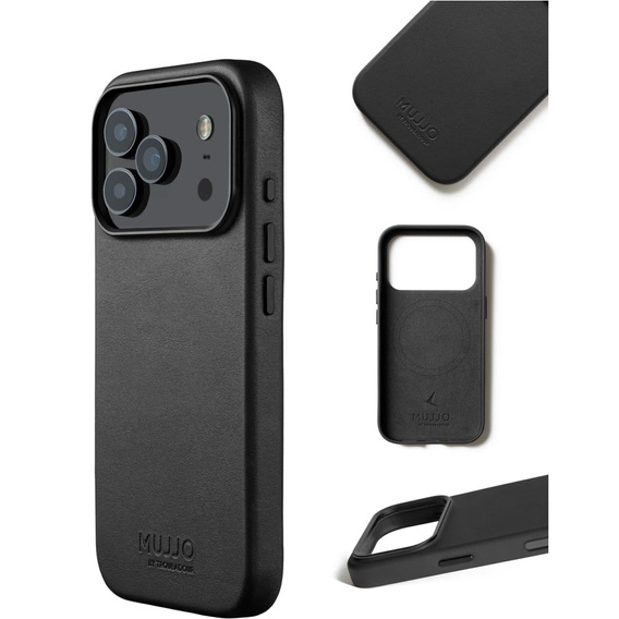Etui Mujjo Skórzane do iPhone 17 Pro Max, MagSafe, czarne