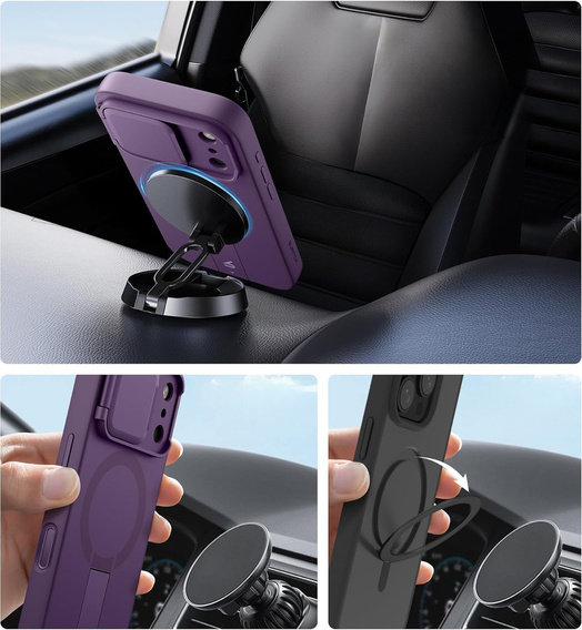 Etui do iPhone 17 Pro, Suritch Shockproof, do MagSafe – fioletowe