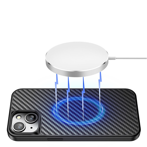 Etui Kevlar MAGSAFE do iPhone 13, obudowa plecki z TPU + Włókno węglowe