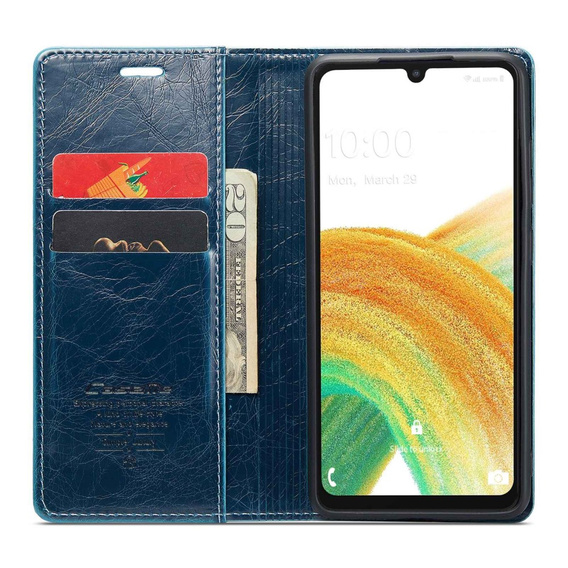 Etui z klapką CASEME do Samsung Galaxy A33 5G, Waxy Textured, niebieskie