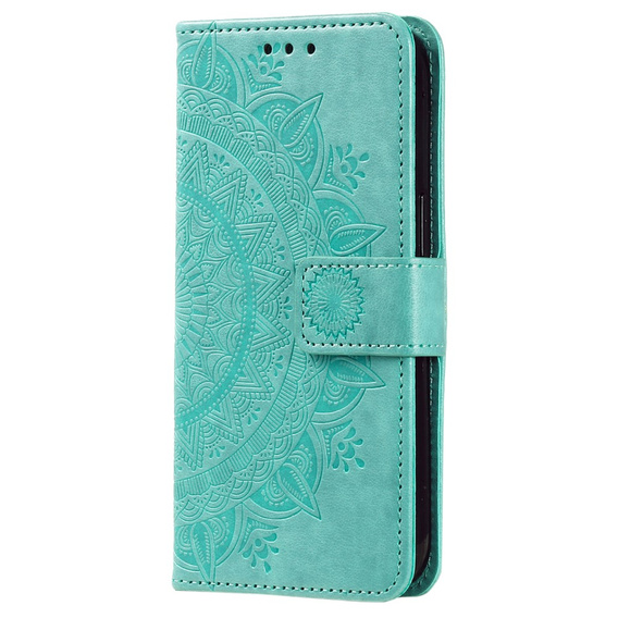 Etui z klapką do Samsung Galaxy A15, Mandala Flower, zielone + szkło 9H