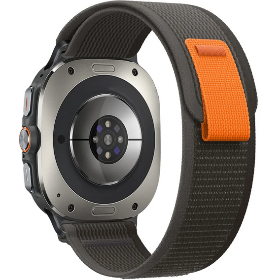Pasek Nylonowy do Samsung Galaxy Watch Ultra 47mm (2025 / 2024) , Szary / Pomarańczowy