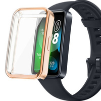 2w1 Etui z Osłoną Silikonową do Huawei Band 8 / Huawei Band 9 / Huawei Band 10, Różowe złoto