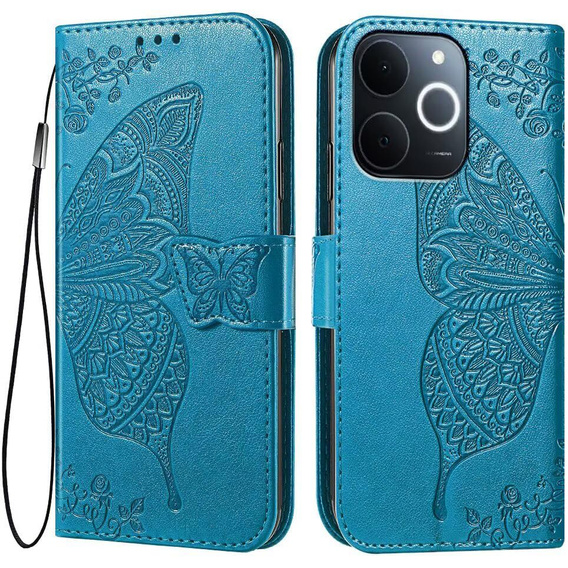 Etui z klapką do Realme Note 70T 4G, Butterfly, niebieskie