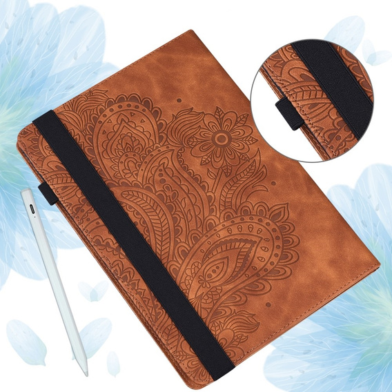 Etui do Xiaomi Redmi Pad SE 11", Flowers, brązowe