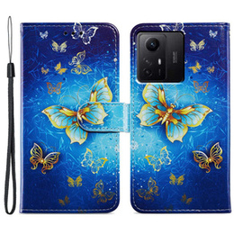 Etui z klapką do Xiaomi Redmi Note 12S, Wallet, Butterflies niebieskie