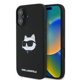 Etui Karl Lagerfeld do iPhone 16, Silicone Choupette Head Print, czarne