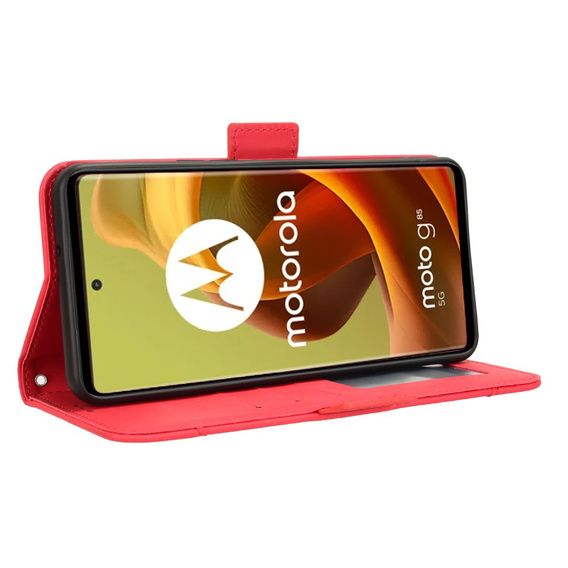 Etui z klapką do Motorola Moto G85, Card Slot, czerwone