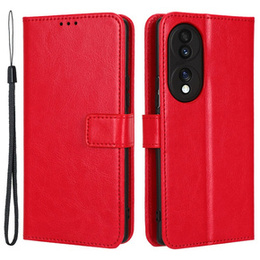 Etui z klapką do Honor 70 5G, Crazy Horse Wallet, czerwone