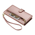 Etui z klapką do iPhone 16, Wallet Zipper Pocket, różowe