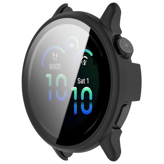 Etui z hartowanym szkłem do Garmin Vivoactive 6 – pełna ochrona 2w1 - czarne