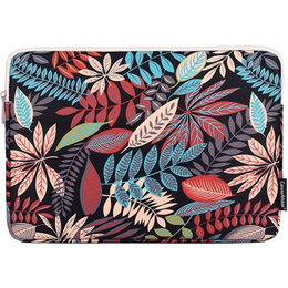 Etui na Laptopa 13" z Kolorowym Nadrukiem Liści - Czarne