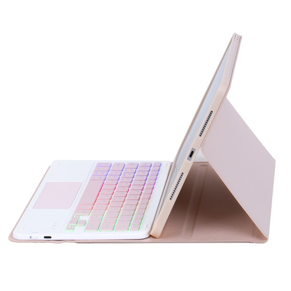 Etui z podświetlaną klawiaturą Bluetooth i touchpadem do Samsung Galaxy Tab S11 – różowe