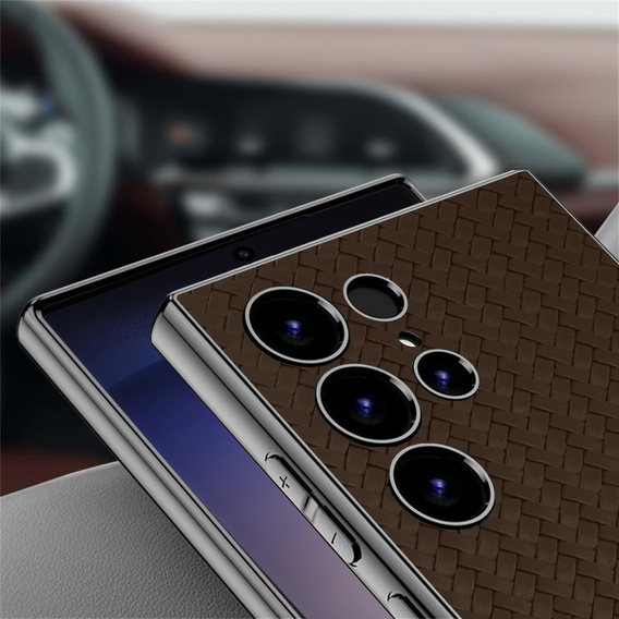 Etui do Samsung Galaxy S23 Ultra, GKK Woven Leather, kawowe