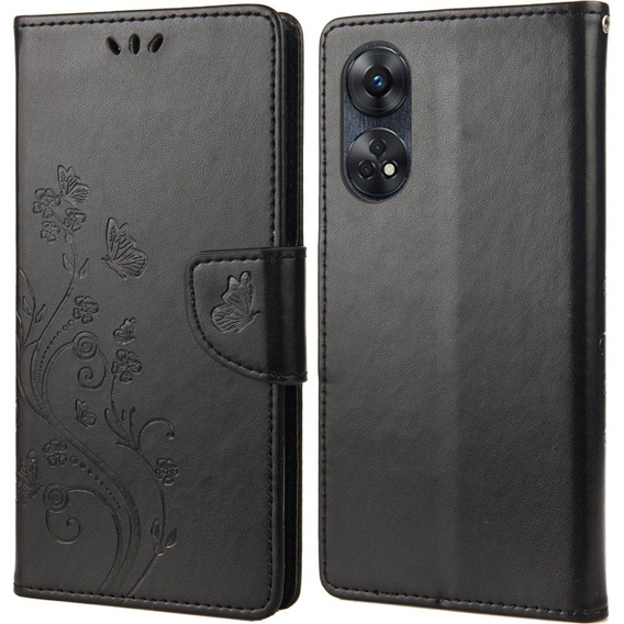 Etui z klapką do Oppo Reno8 T 4G, Butterfly, czarne