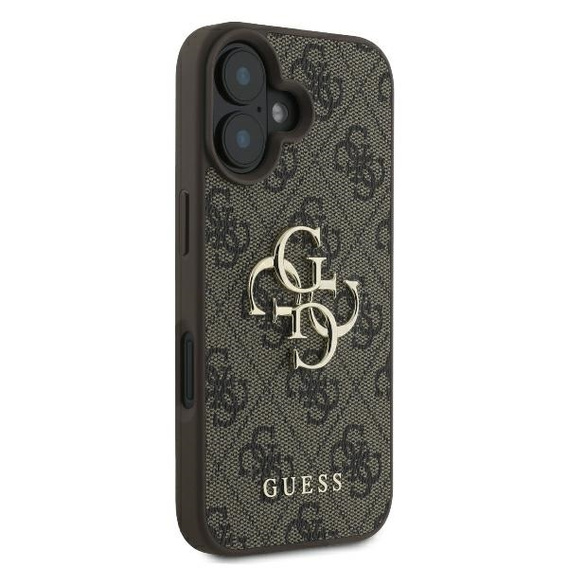 Etui GUESS do iPhone 16, 4G Big Metal Logo, brązowe