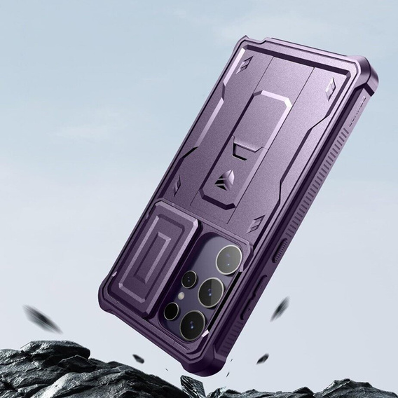 Etui pancerne do Samsung Galaxy S24 Ultra, Dexnor Full Body (Two Frames), fioletowe