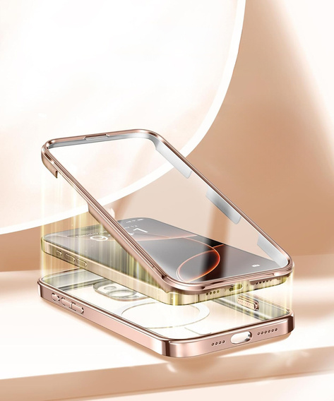 Etui do iPhone 16 Pro, MagSafe Full Body z szkłem na ekran, Desert Gold