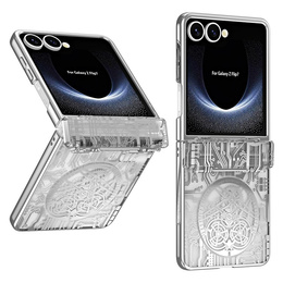 Etui do Samsung Galaxy Z Flip7 5G, Mechanical Legend, srebrne