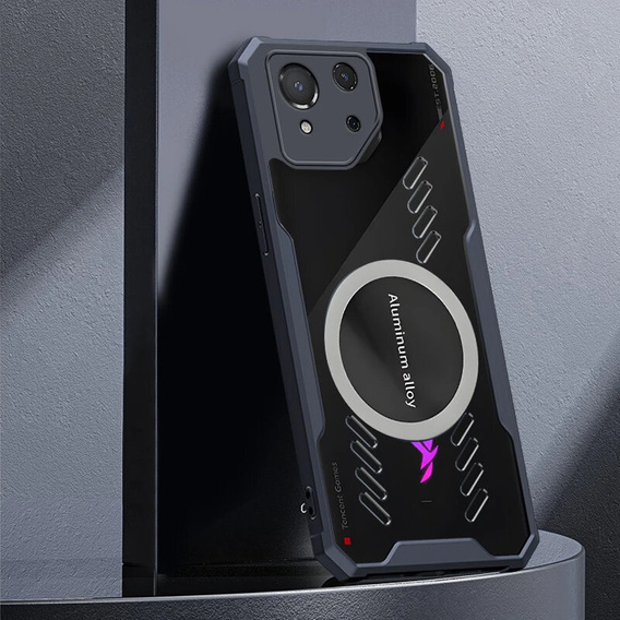 Etui do ASUS ROG Phone 8 Pro, z blaszką magnetyczne, przezroczyste / czarne