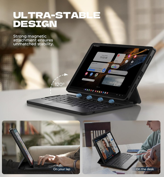 Etui z klawiaturą do Samsung Galaxy Tab A9+, Dexnor Magnetic Keyboard Touchpad, czarne