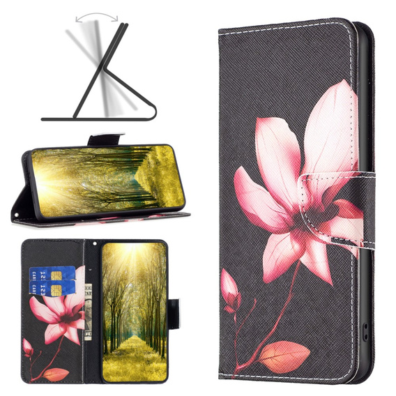 Etui z klapką do Xiaomi Redmi Note 13 Pro 5G, Wallet, Lotus czarne
