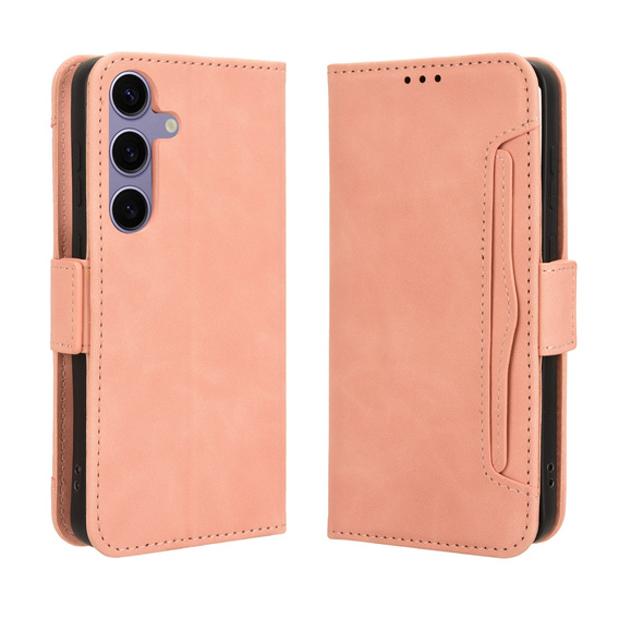 Etui z klapką do Samsung Galaxy S25 FE, Card Slot, różowe
