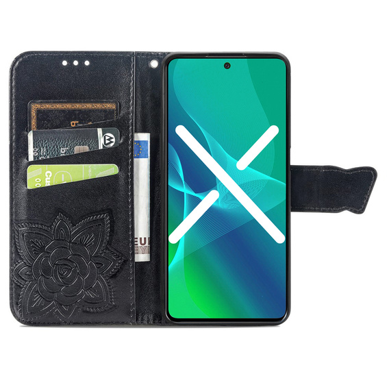 Etui z klapką do Infinix Note 30 5G, Butterfly, czarne