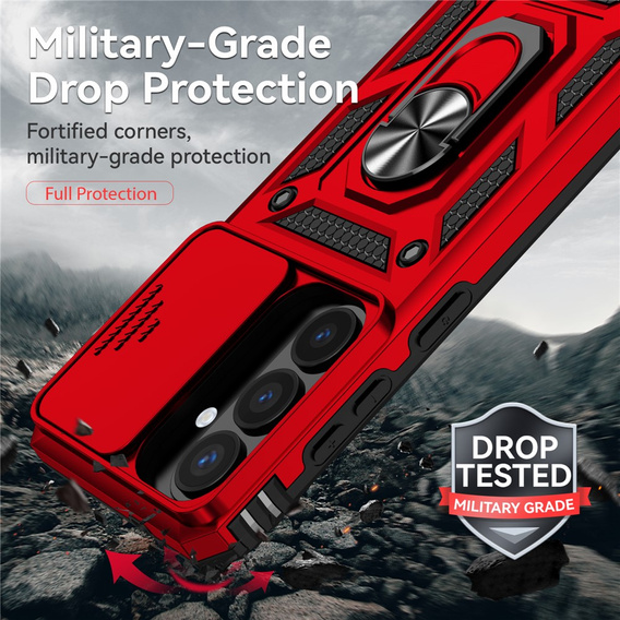 Etui pancerne do Samsung Galaxy S26, CamShield Slide, czerwone