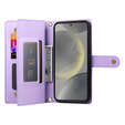 Etui z klapką do Samsung Galaxy S25, Wallet Zipper Pocket, fioletowe