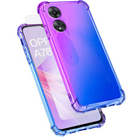 Zestaw Etui Gradient Dropproof do Oppo A78 5G, Fioletowe / Niebieskie + szkło