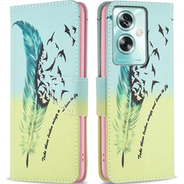 Etui z klapką do Oppo A79 5G, Wallet, Feather niebieskie / żółte