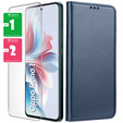 Etui z klapką do Oppo Reno 11F 5G, Smart Magnetic, granatowe + szkło 9H