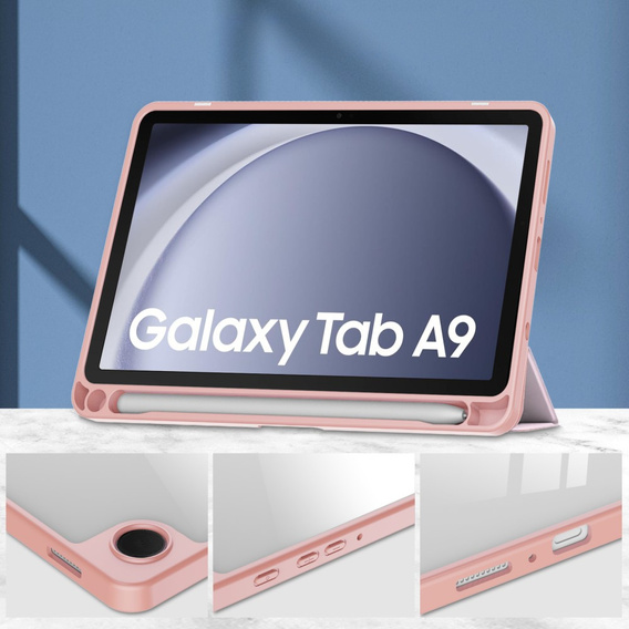 Stylowe etui do Samsung Galaxy Tab A9 – Smartcase Hybrid Marble różowe