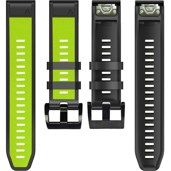 Pasek Silikonowy Quickfit 22mm do Garmin, Limonkowy / Czarny