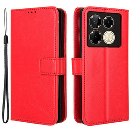 Etui z klapką do Infinix Note 40 Pro Plus, Crazy Horse Wallet, czerwone