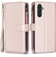 Etui z klapką do Samsung Galaxy A25 5G, Wallet Zipper Pocket, różowe rose gold