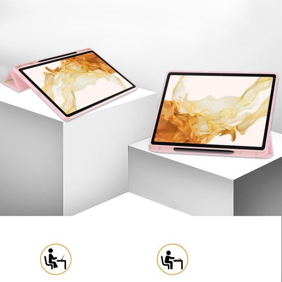 Etui do Samsung Galaxy Tab S10+ Plus, Smartcase z miejscem na rysik, różowe