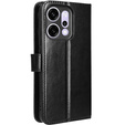 Etui z klapką do Oppo Reno 14, z teksturą Crazy Horse, czarne