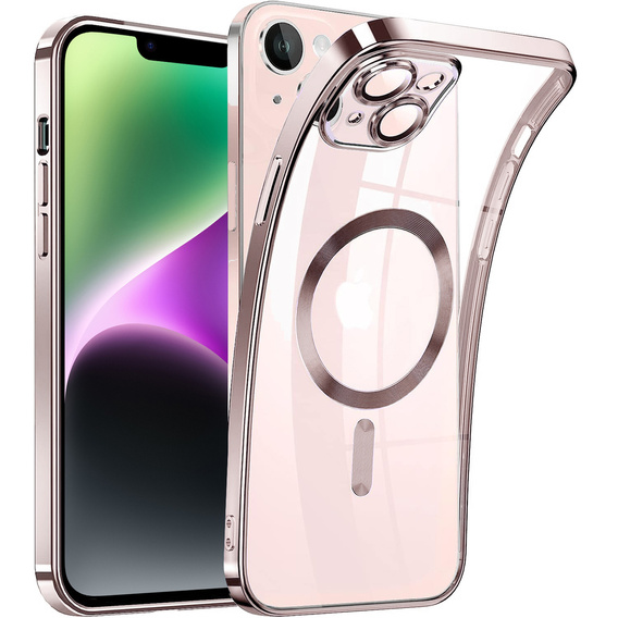 Zestaw Etui do iPhone 14, MagSafe Hybrid, różowe + Szkło