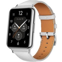 Pasek Skórzany do Huawei Watch Fit 2, z przeszyciami, Biały