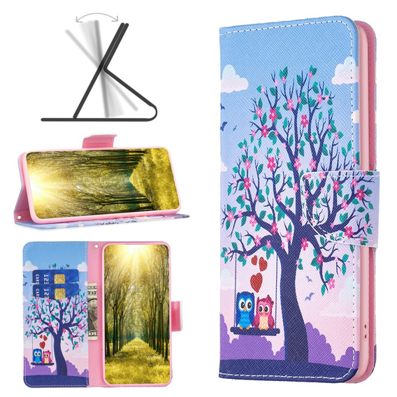 Etui z klapką do Xiaomi Redmi Note 13 Pro 5G, Wallet, Owls & Tree