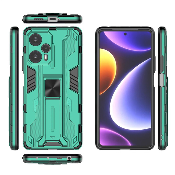 Etui do Xiaomi Poco F5, Military kickstand, zielone