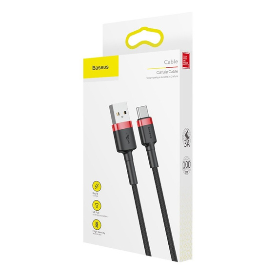 BASEUS Cafule Kabel Type-C 3A 1M - Black/Red