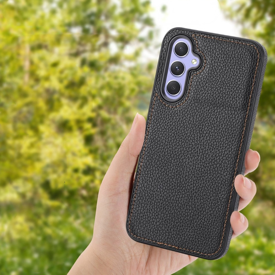 Etui skórzane do Samsung Galaxy A05s, Obudowa Lychee leather Case, czarne
