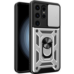 Etui pancerne do Samsung Galaxy S24 Ultra, CamShield Slide, srebrne