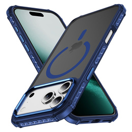 Etui pancerne do iPhone 17 Pro Max, Matt Case, do MagSafe, matowe z niebieską ramką